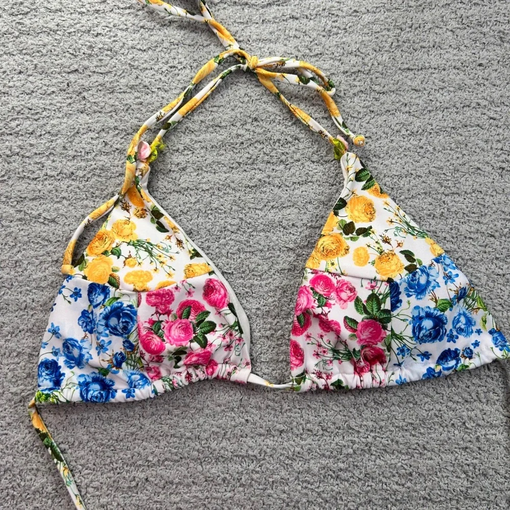 Altar'd State Bikini Top Floral Patchwork Multicolor M Cottagecore Coquette Boho